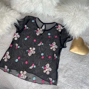 See through top with embroidery